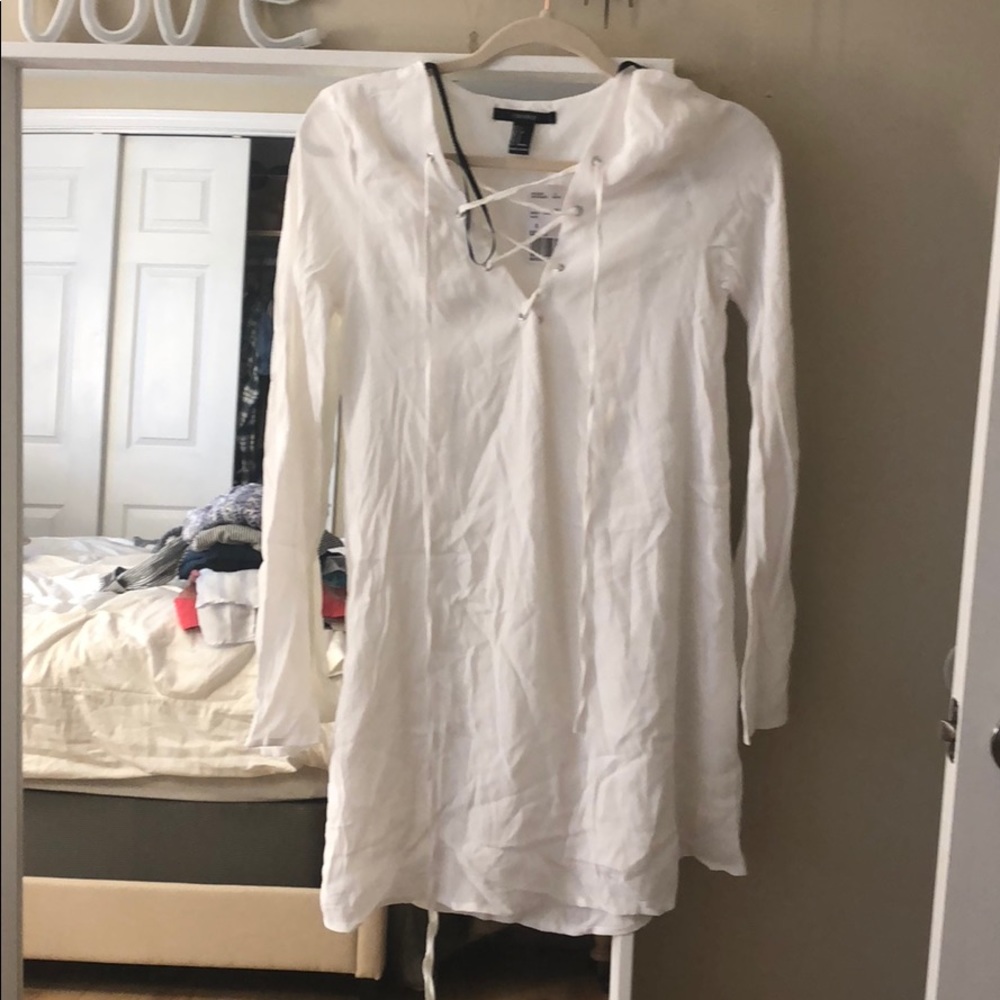 Lace up white dress
